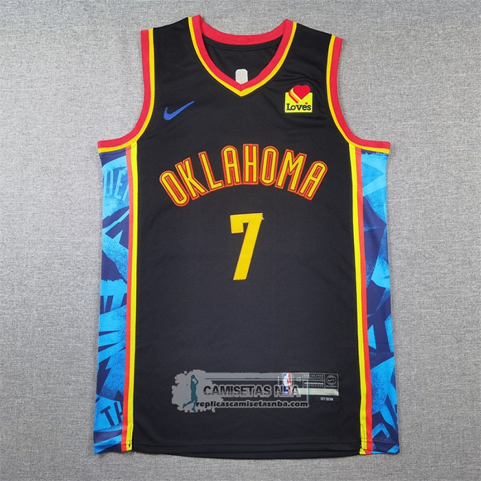 Camiseta Oklahoma City Thunder Chet Holmgren NO 7 Ciudad 2024-25 Negro